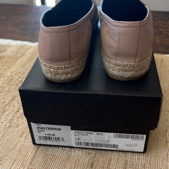 Saint Laurent nude Nappa Vendome Leather Espadrille Slip-Ons - Picture 4 of 7